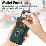 For-Motorola-Razr-50-Ultra-Retro-Skin-feel-Ring-Card-Bag-Phone-Case(Green)