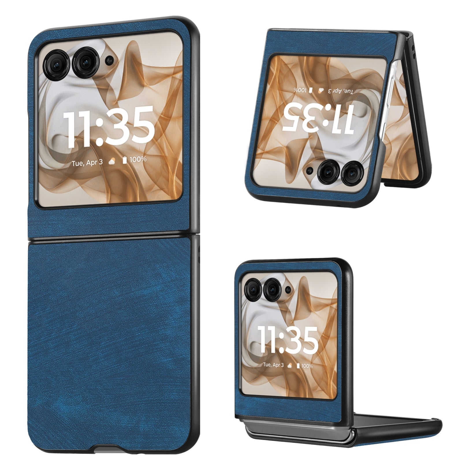 For-Motorola-Razr-50-Ultra-Vintage-Leather-PC-Back-Cover-Phone-Case(Blue)