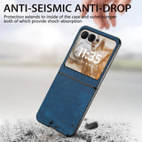 For-Motorola-Razr-50-Ultra-Vintage-Leather-PC-Back-Cover-Phone-Case(Blue)