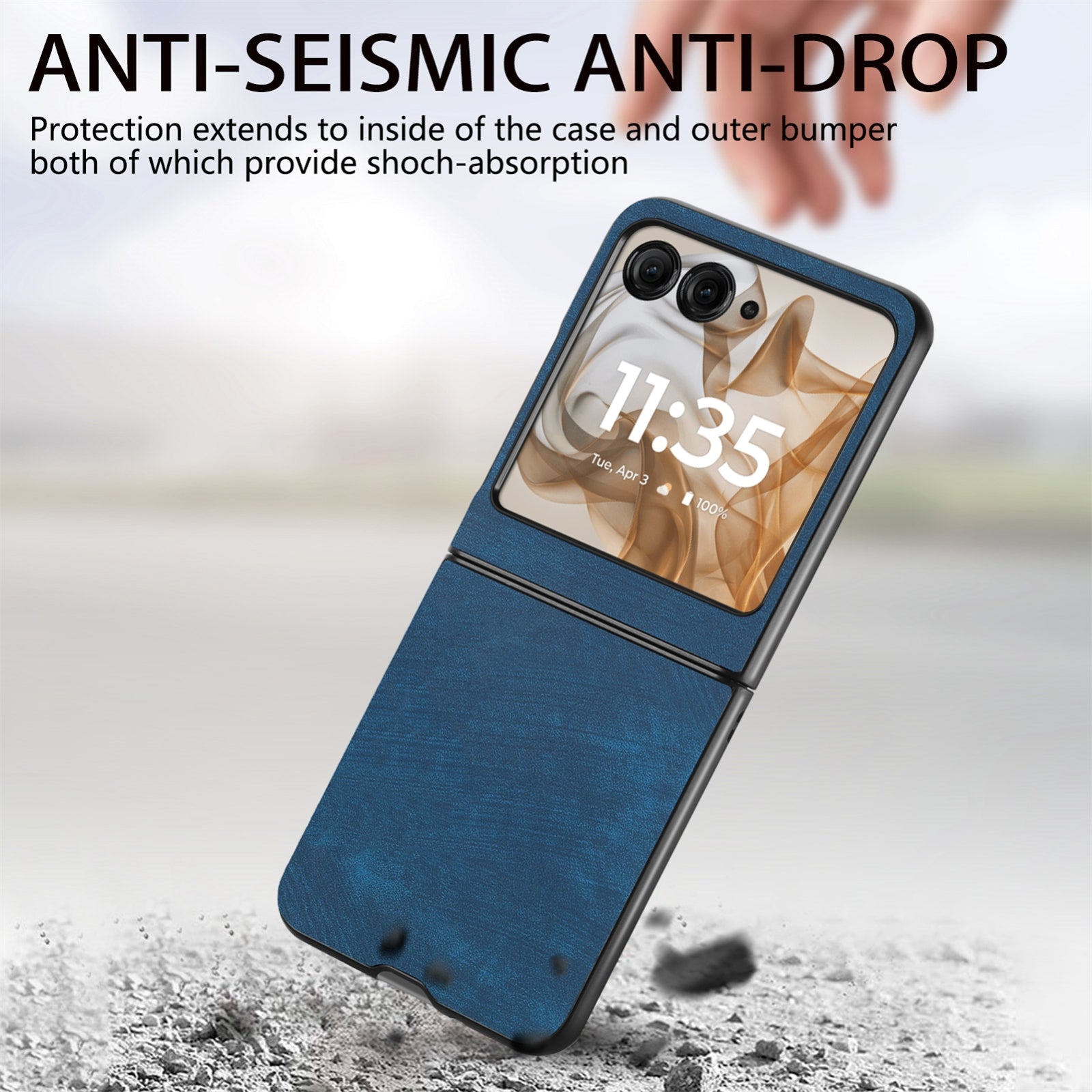 For-Motorola-Razr-50-Ultra-Vintage-Leather-PC-Back-Cover-Phone-Case(Blue)