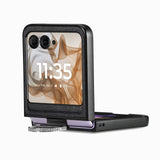 For-Motorola-Razr-50-Ultra-Litchi-Texture-Leather-Ring-Fold-Phone-Case(Black)