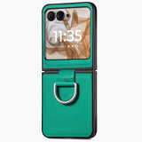 For-Motorola-Razr-50-Ultra-Litchi-Texture-Leather-Ring-Fold-Phone-Case(Green)
