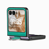 For-Motorola-Razr-50-Ultra-Litchi-Texture-Leather-Ring-Fold-Phone-Case(Green)
