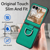 For-Motorola-Razr-50-Ultra-Litchi-Texture-Leather-Ring-Fold-Phone-Case(Green)