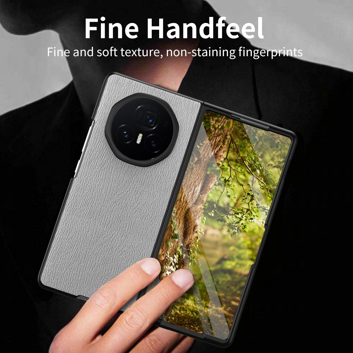 For-Honor-Magic-V3-Tree-Bark-Leather-Shockproof-Phone-Case(Brown)