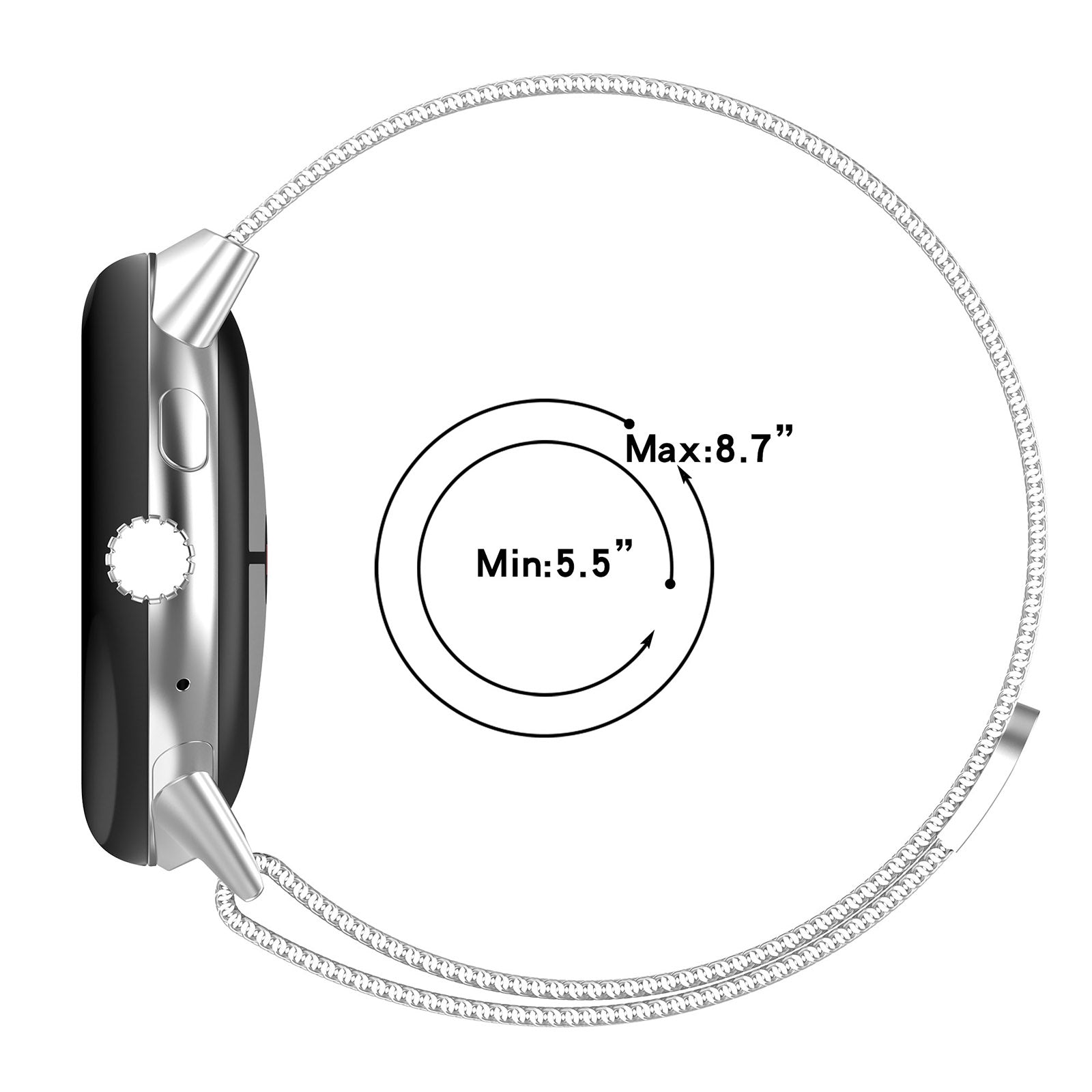 For-Google-Pixel-Watch-4-/-Watch-3-45mm-Milanese-Metal-Magnetic-Watch-Band(Black)