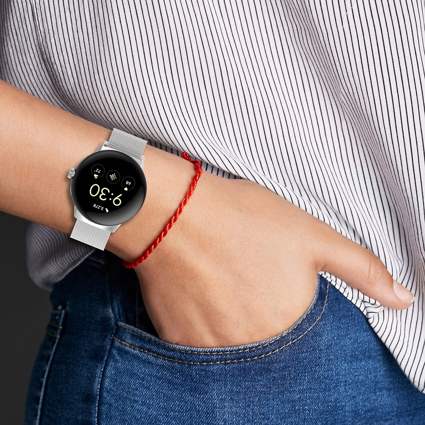 For-Google-Pixel-Watch-4-/-Watch-3-45mm-Milanese-Metal-Magnetic-Watch-Band(Black)
