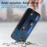 For-iPhone-17e-/-16e-Retro-Cross-Wristband-Wallet-Leather-Back-Phone-Case(Blue)