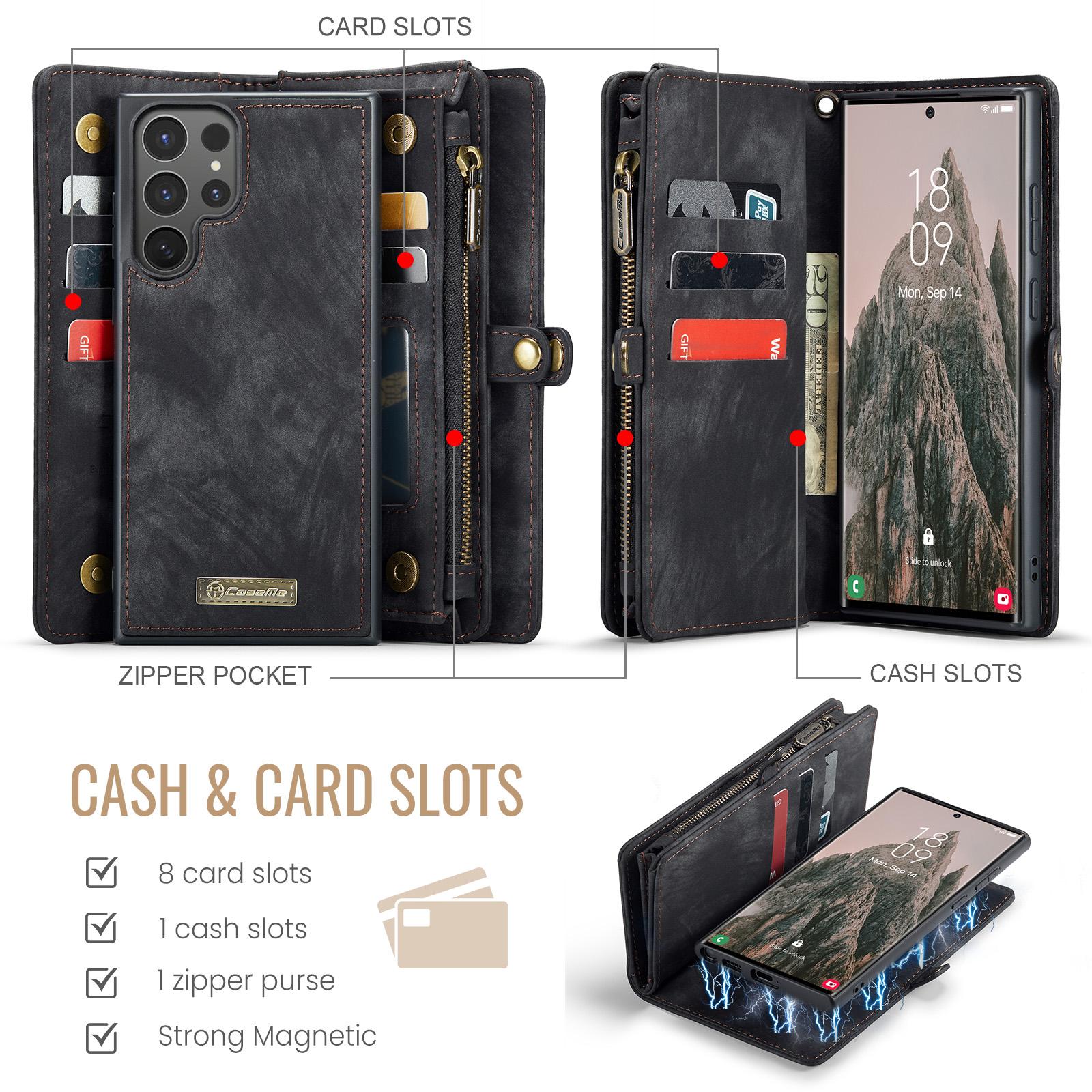 For-Samsung-Galaxy-S25-Ultra-5G-CaseMe-008-Detachable-Multifunctional-Leather-Phone-Case(Black)