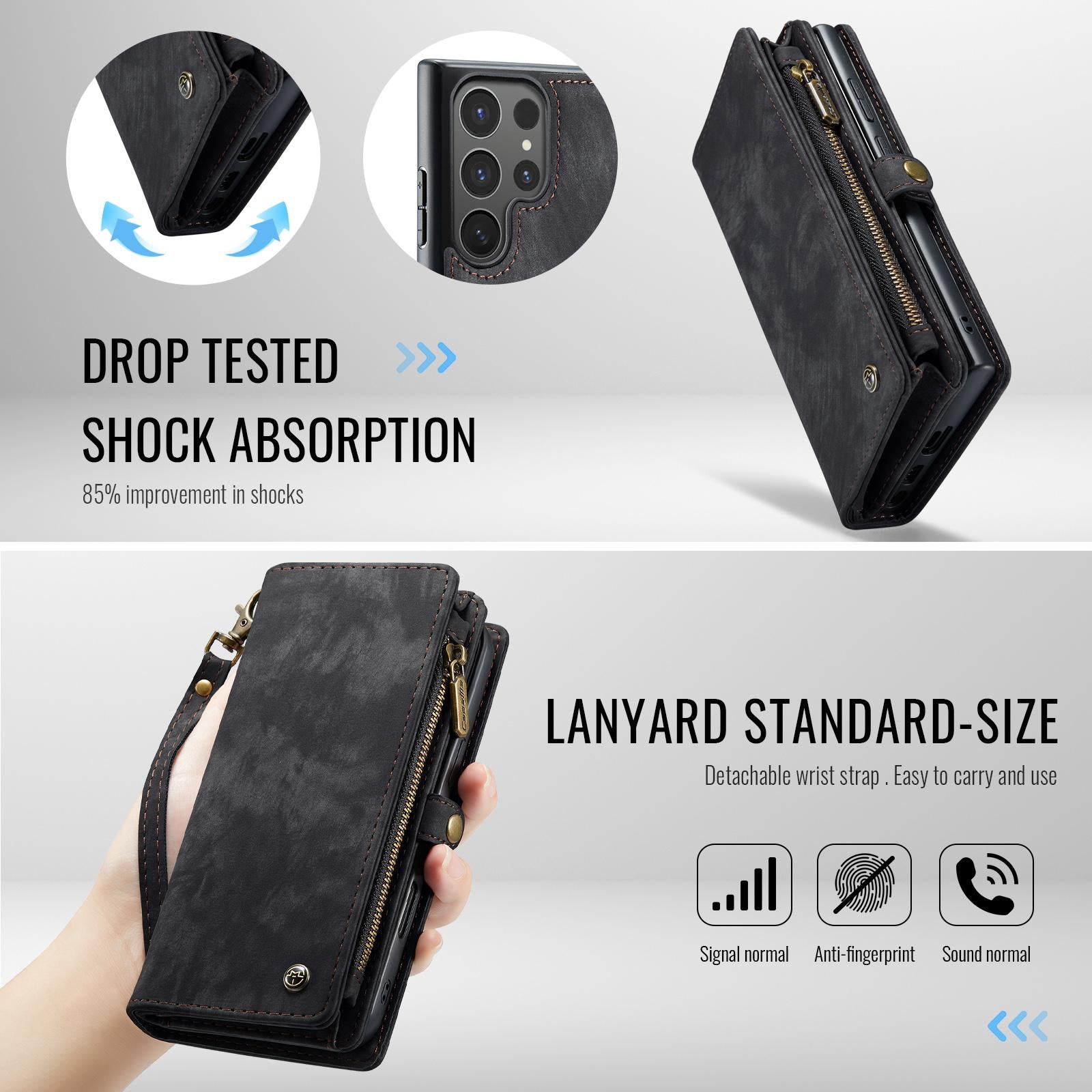 For-Samsung-Galaxy-S25-Ultra-5G-CaseMe-008-Detachable-Multifunctional-Leather-Phone-Case(Black)