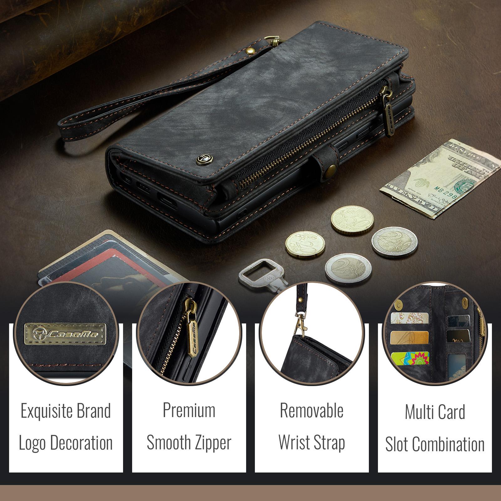 For-Samsung-Galaxy-S25-Ultra-5G-CaseMe-008-Detachable-Multifunctional-Leather-Phone-Case(Black)