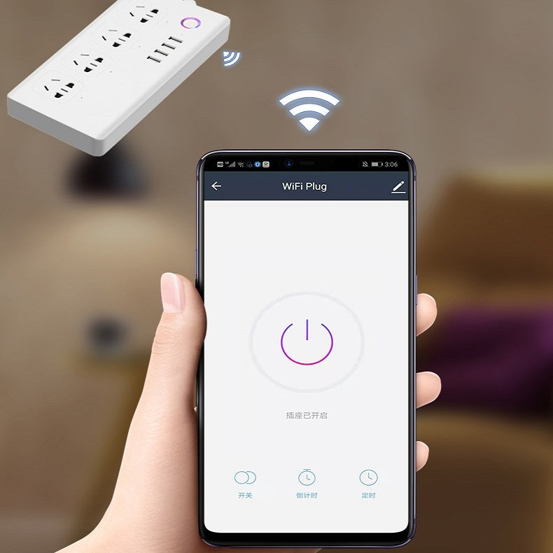 Home Office Wifi Mobile Phone Remote Control Timer Switch Voice Control Power Strip, Line length: 1.5m(US Plug)