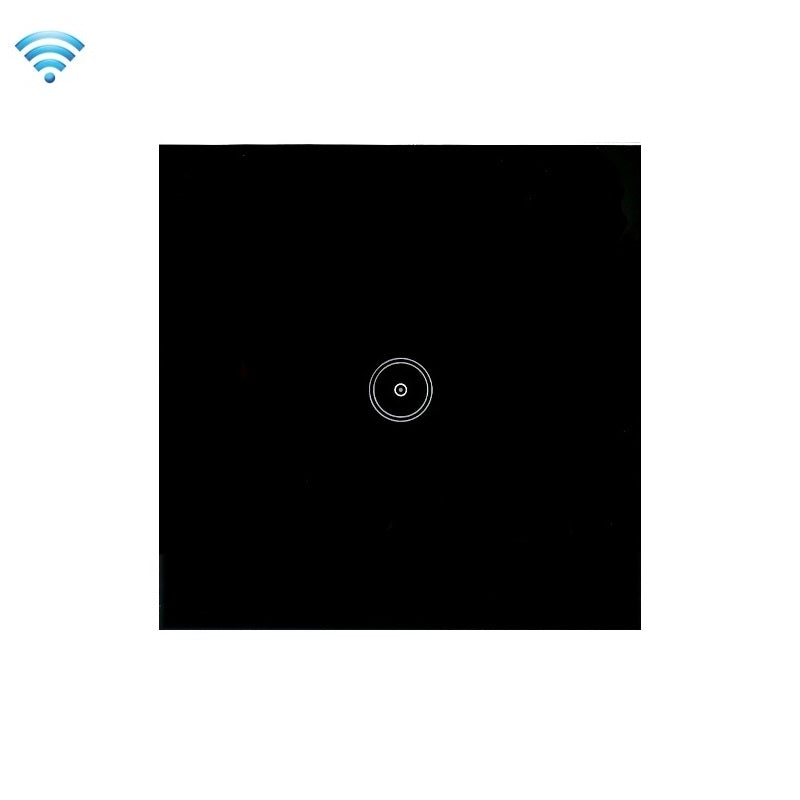 Wifi Wall Touch Panel Switch Voice Control Mobile Phone Remote Control, Model: Black 1 Gang (Zero Firewire Wifi)