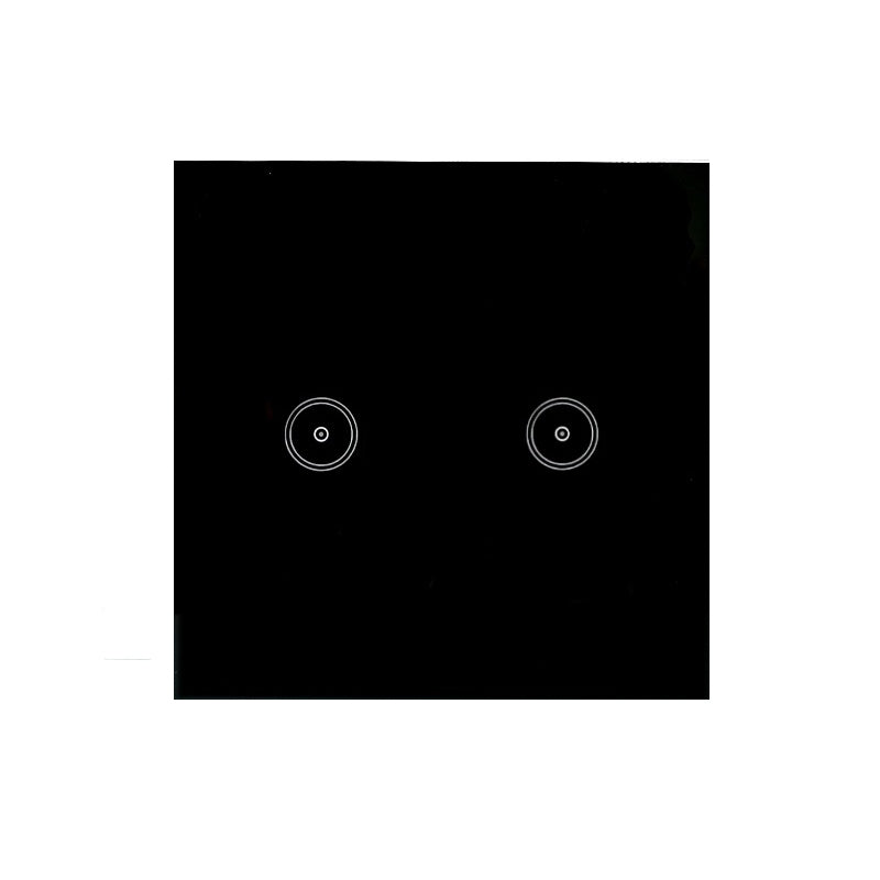 Wifi Wall Touch Panel Switch Voice Control Mobile Phone Remote Control, Model: Black 2 Gang (Zero Firewire Wifi )