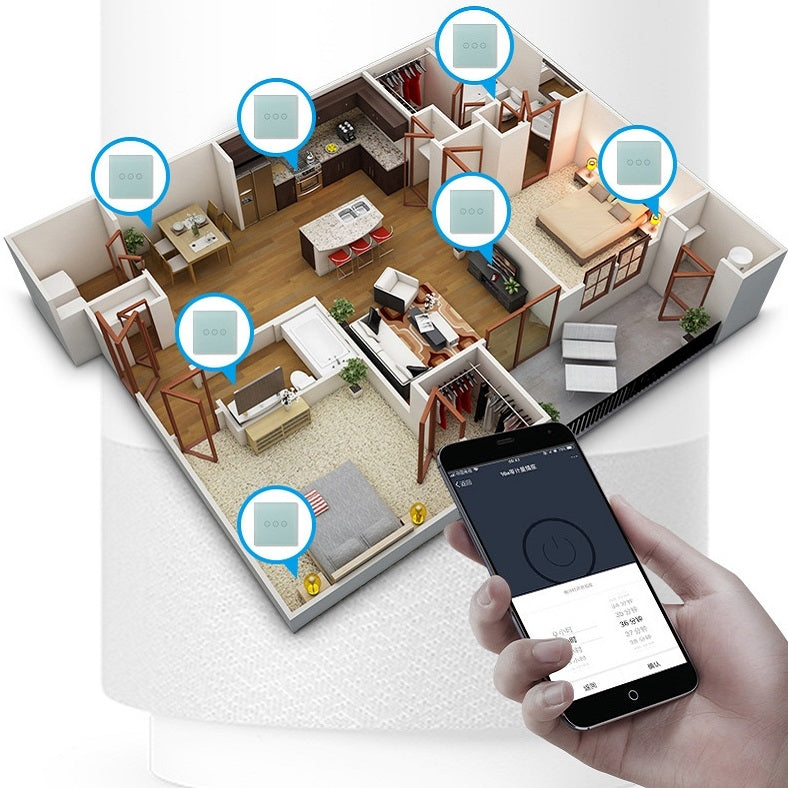 Wifi Wall Touch Panel Switch Voice Control Mobile Phone Remote Control, Model: White 1 Gang (Single Firewire Zigbee)