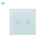 Wifi Wall Touch Panel Switch Voice Control Mobile Phone Remote Control, Model: White 2 Gang (Single Firewire Zigbee)