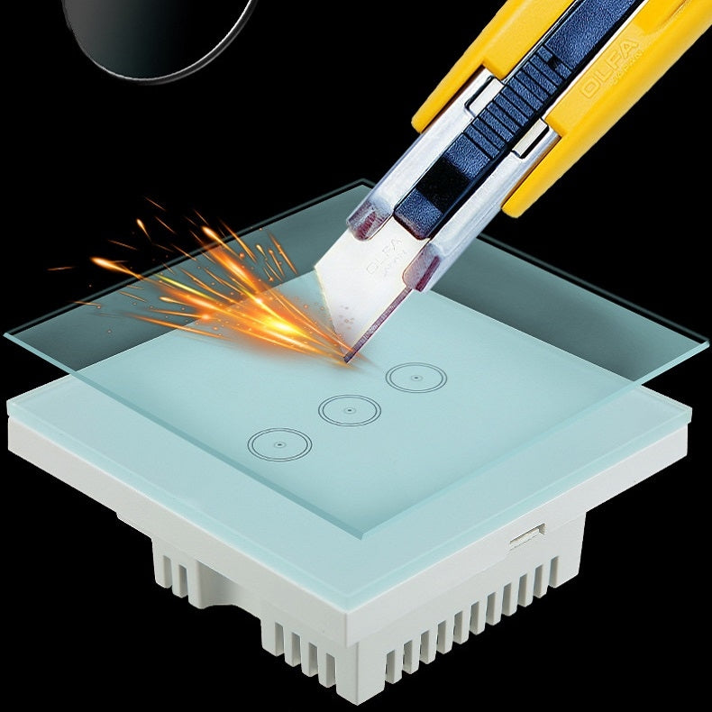 Wifi Wall Touch Panel Switch Voice Control Mobile Phone Remote Control, Model: Black 1 Gang (Single Firewire Zigbee)