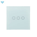 Wifi Wall Touch Panel Switch Voice Control Mobile Phone Remote Control, Model: White 3 Gang (Zero Firewire Zigbee)