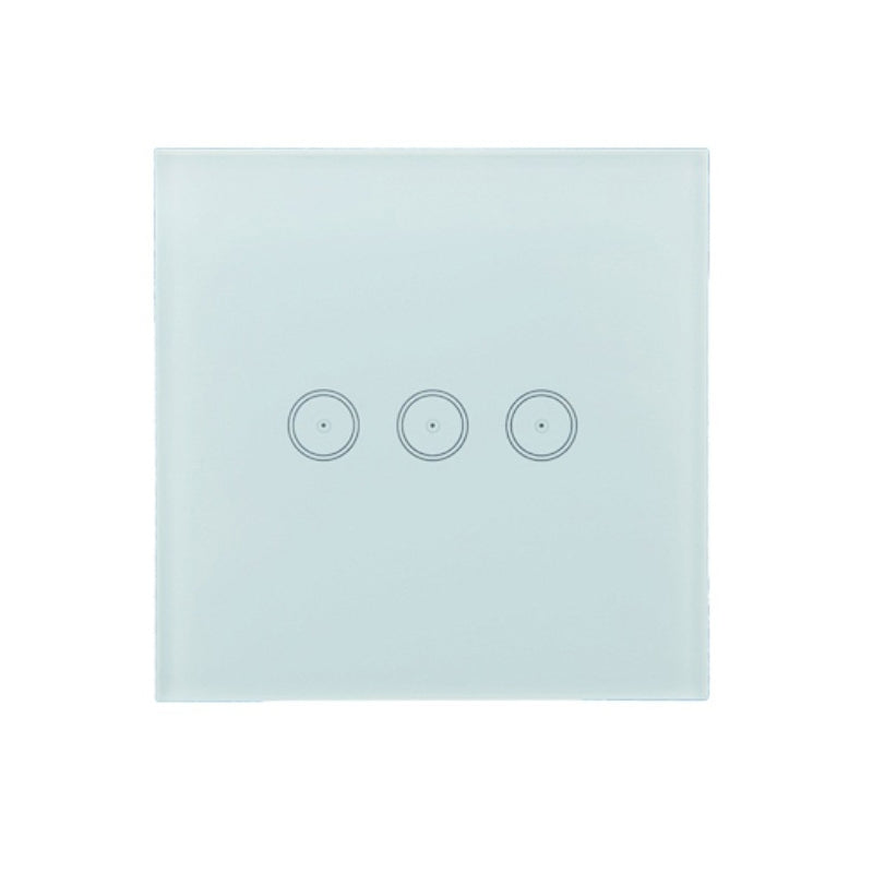 Wifi Wall Touch Panel Switch Voice Control Mobile Phone Remote Control, Model: White 3 Gang (Zero Firewire Zigbee)