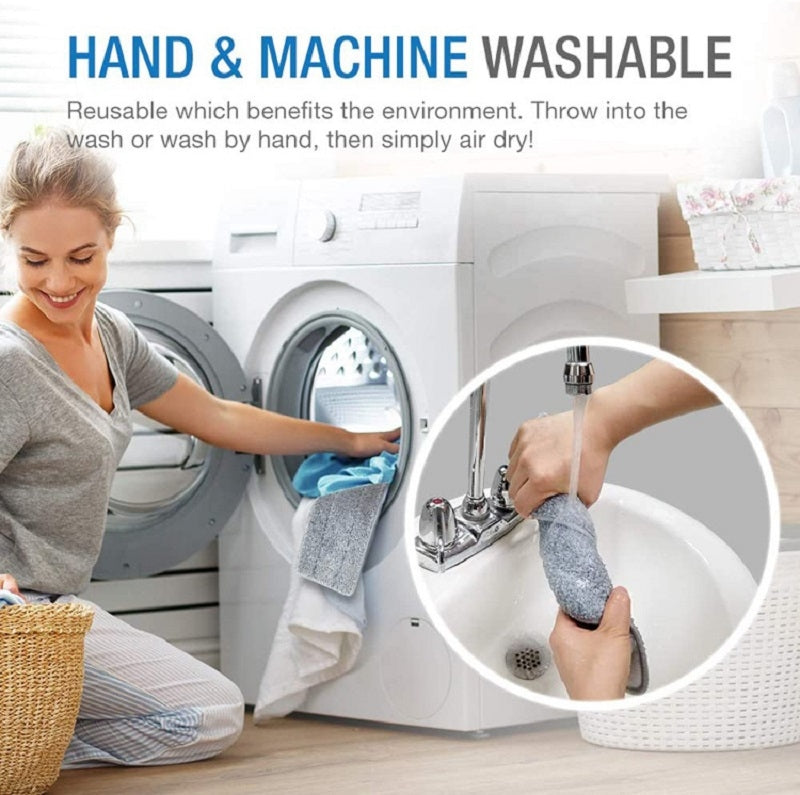 5 PCS Flat Mop Head Microfiber Hook-And-Loop Replacement Cloth