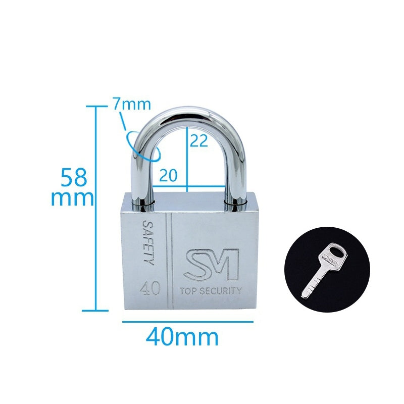 Square-Blade-Imitation-Stainless-Steel-Padlock,-Specification:-Short-40mm-Open