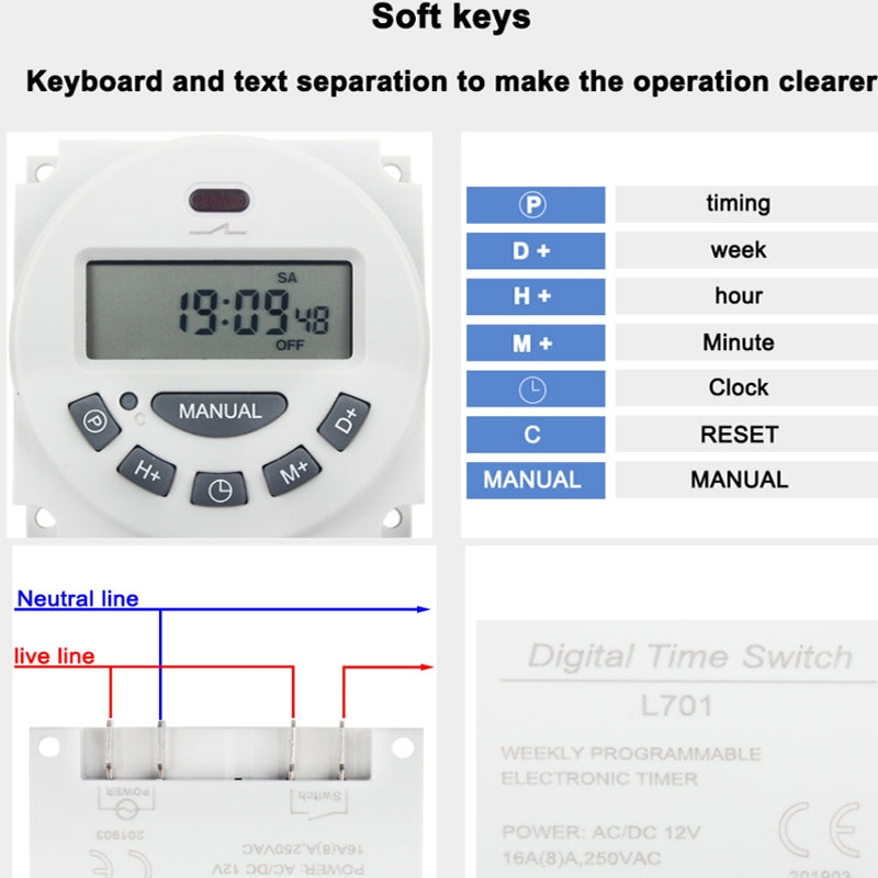 220V  L701 Small Timing Microcomputer Time Control Switching Power Supply Timing Switch