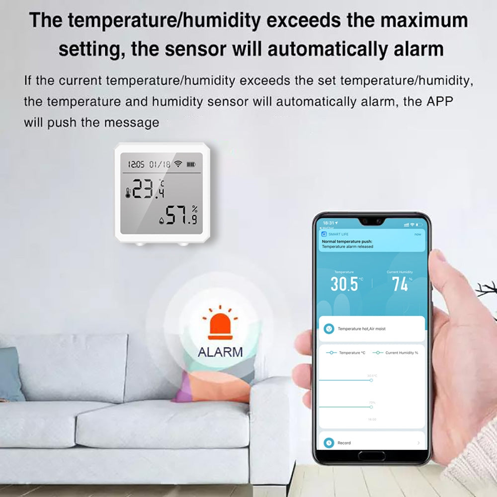 Wifi Temperature And Humidity Meter Sensor Equipment Smart Home Graffiti APP Temperature And Humidity Sensor(White)
