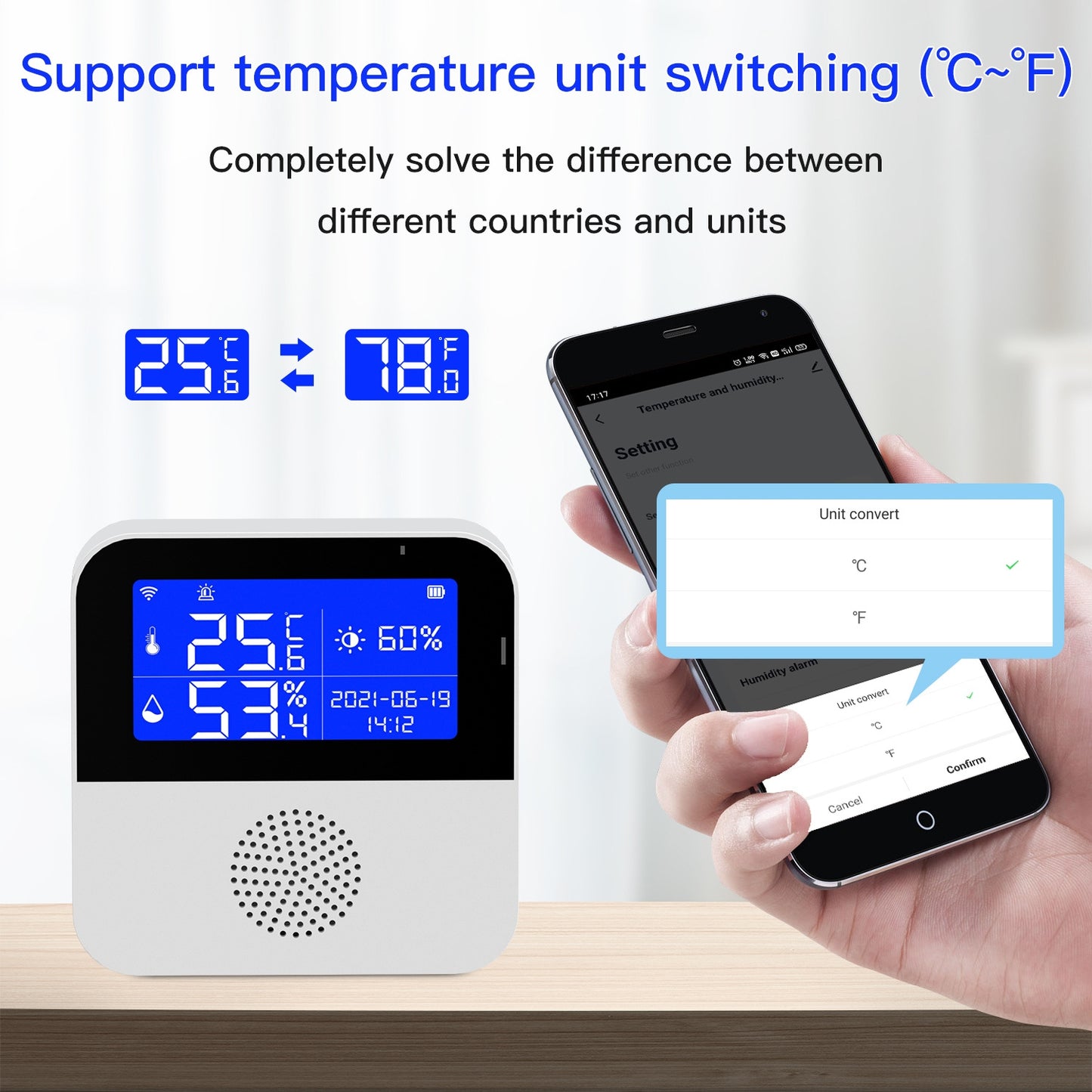 Tuya WIFI Temperature And Humidity Sensor With 2.9inch LCD Display,Spec: Only Sensor