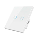 Tuya ZigBee Zero Firewire Touch Wall Remote Control Switch Light Control Voice Switch EU Plug, Style: 2 Gang (White)