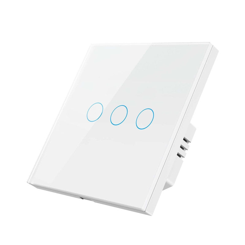 Tuya ZigBee Zero Firewire Touch Wall Remote Control Switch Light Control Voice Switch EU Plug, Style: 3 Gang (White)