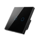 Tuya ZigBee Zero Firewire Touch Wall Remote Control Switch Light Control Voice Switch EU Plug, Style: 2 Gang (Black)