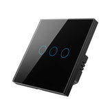 Tuya ZigBee Zero Firewire Touch Wall Remote Control Switch Light Control Voice Switch EU Plug, Style: 3 Gang (Black)