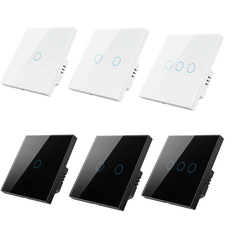 Tuya ZigBee Zero Firewire Touch Wall Remote Control Switch Light Control Voice Switch EU Plug, Style: 3 Gang (Black)