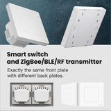 Tuya ZigBee Smart Single-fire Zero-fire Sharing Timing Voice Wall Switch EU Plug, Style: 3 Ways (White Scene Casual Post)