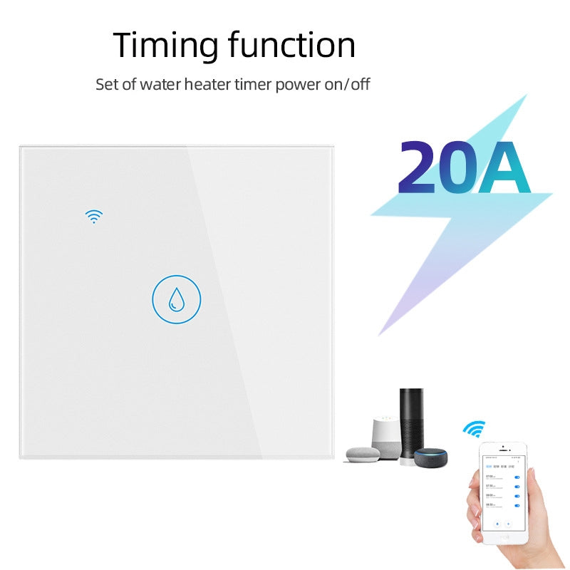 WIFI 20A Water Heater Switch Black High Power Time Voice Control EU Plug