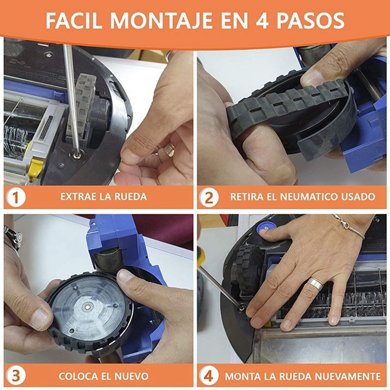 2pairs Walking Wheel Tire Skin For iRobot 500 / 600 / 700 / 800 / 900 Series & i7 E3 E5