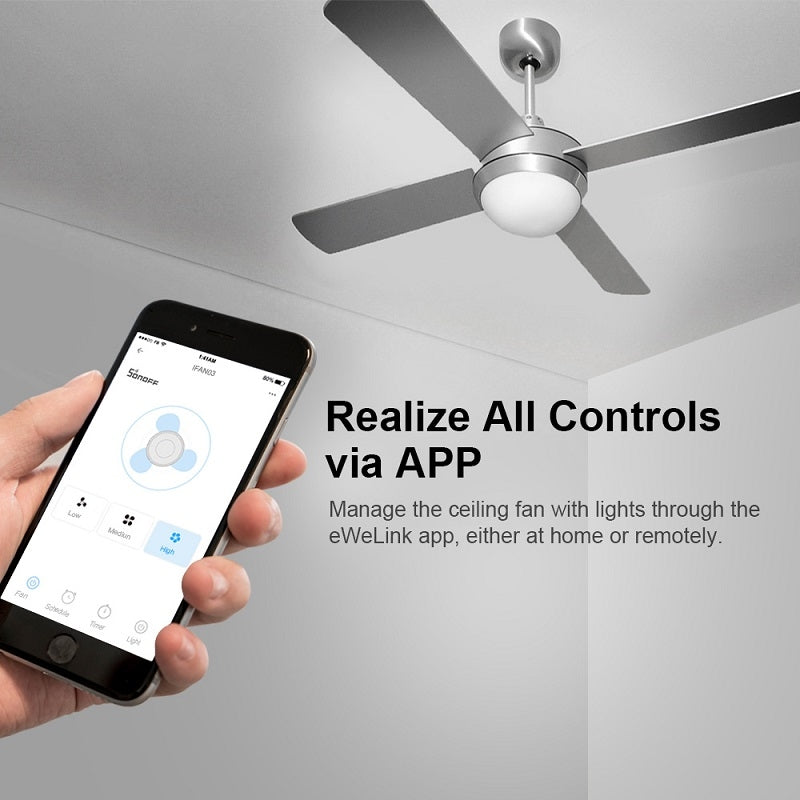 SONOFF iFan04-H APP Remote Control Smart Fan Light Switch Support Tmall Genie?220V-240V?