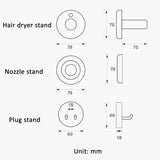 For Dyson Hair Dryer Plug Walnut Wall-mounted Storage Rack Wooden Shelf