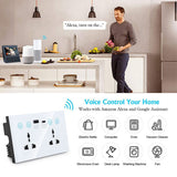 Graffiti Smart Socket With Switch USB+Type-C Dual Port Remote Control Socket, UK Plug, Style: Wifi White