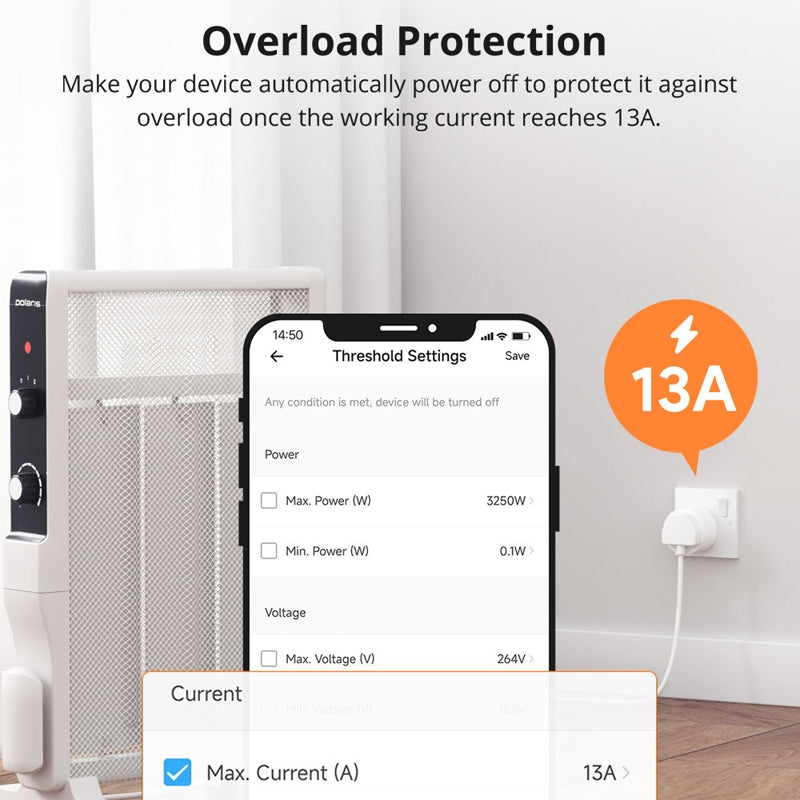 SONOFF S60TPG UK Plug Smart WiFi Socket Electricity Time Switching Voice Control
