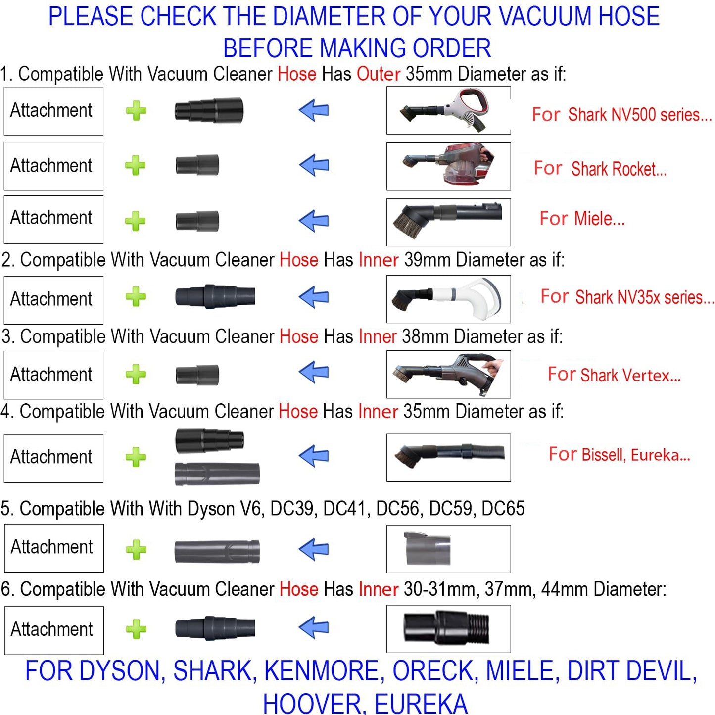 9 In 1 Set 2 Universal Vacuum Attachments 32mm Nozzle Adapter Accessories Cleaning Kit