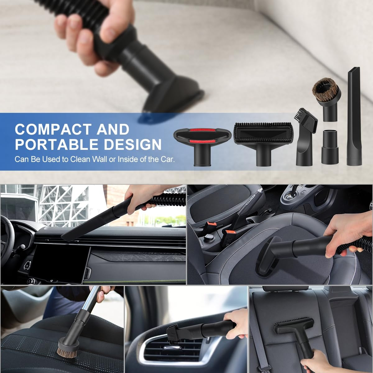 9 In 1 Set 4 Universal Vacuum Attachments 32mm Nozzle Adapter Accessories Cleaning Kit