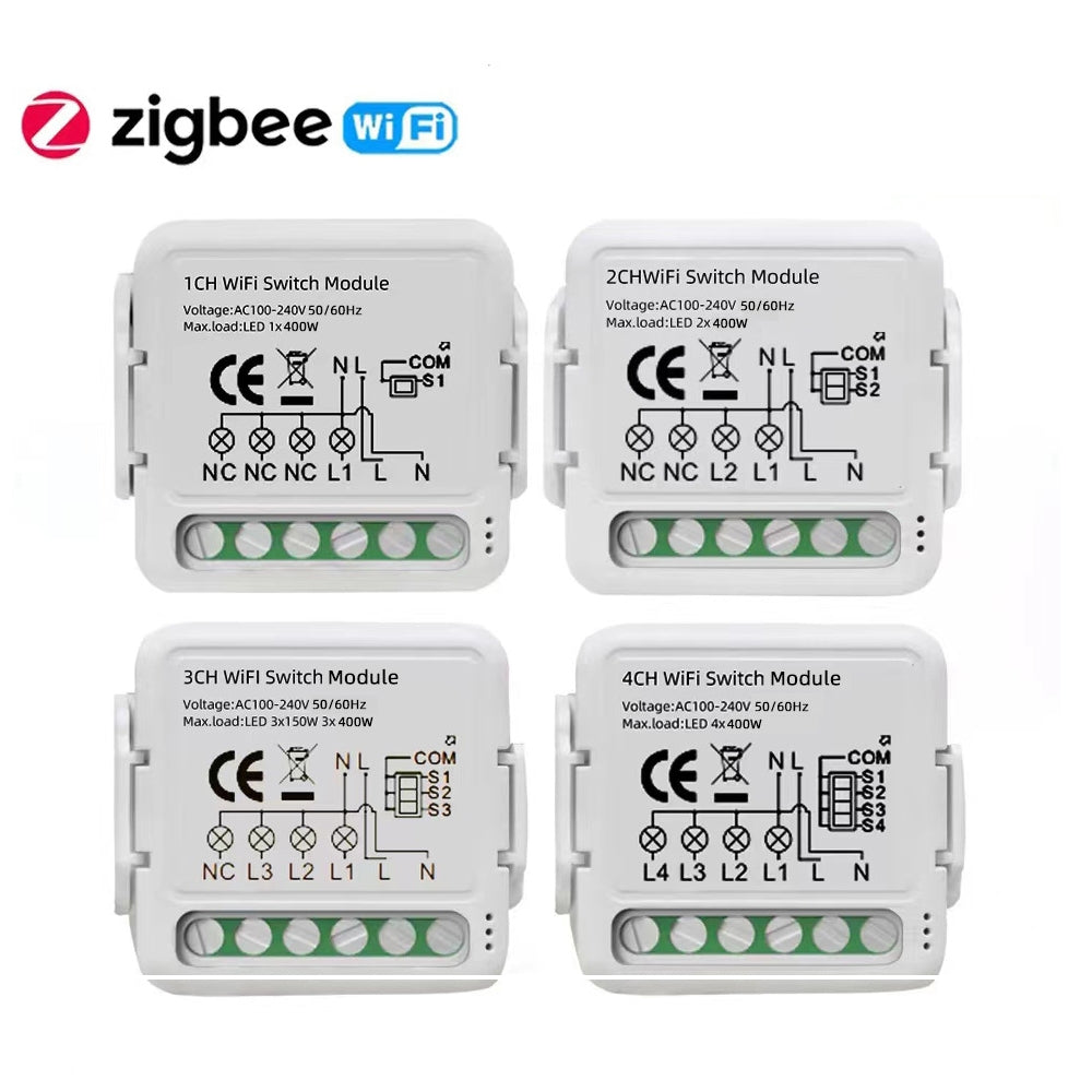 2CH Zigbee Smart Switch Module For Alexa / Google Home / Tuya Smart Life APP