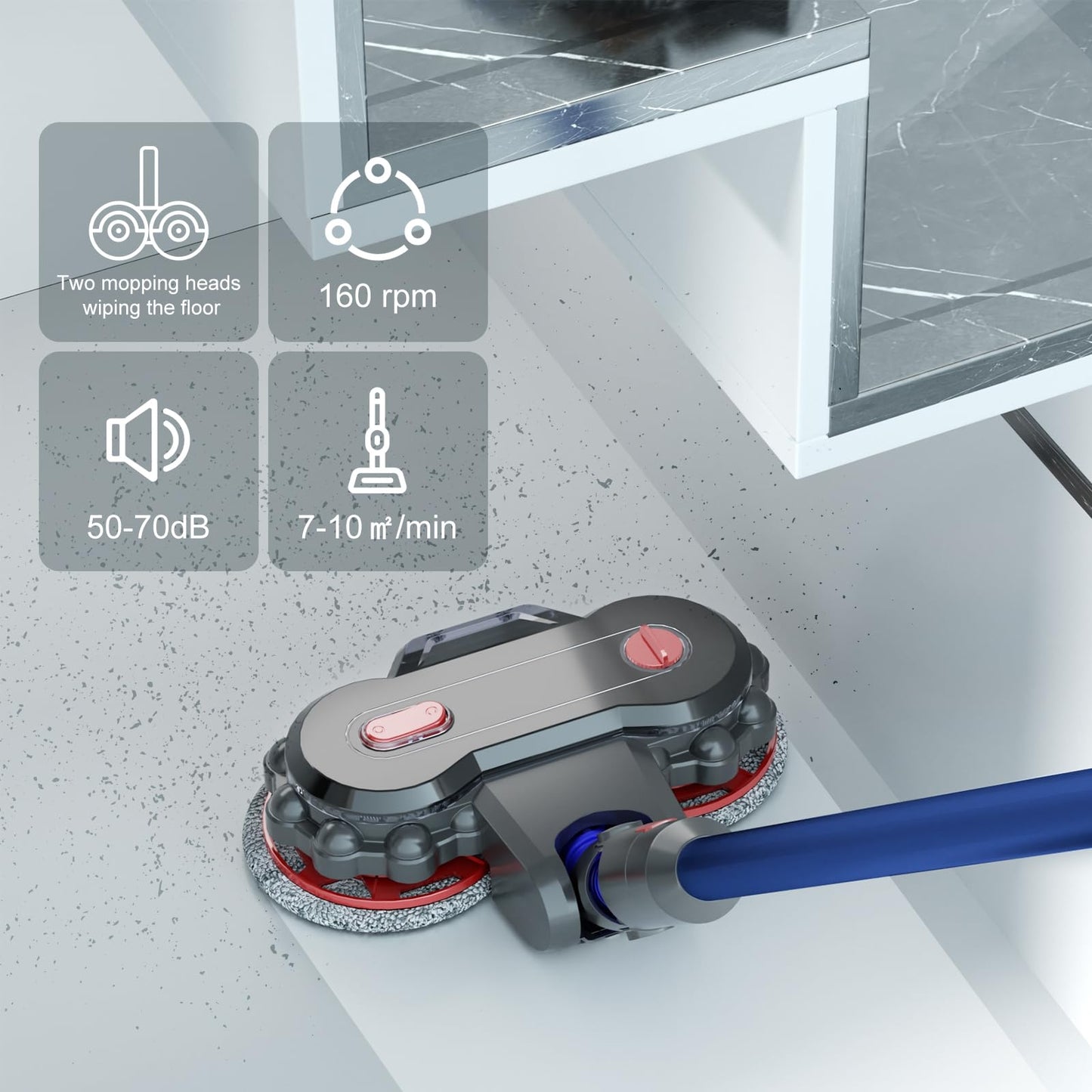 For Dyson V10 Slim / V12  Vacuum Cleaner Electric Mop Head with Detachable Water Tank and 6 Mop Pads