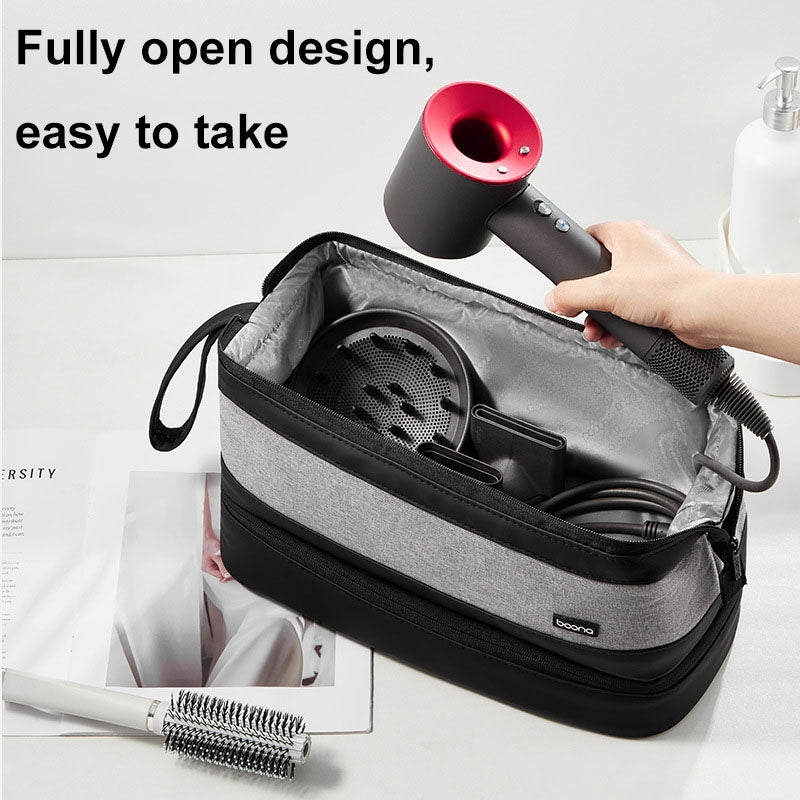 For Dyson Baona BN-DS005 Large-capacity Double-layer Hair Dryer Curling Iron Storage Bag(Black)