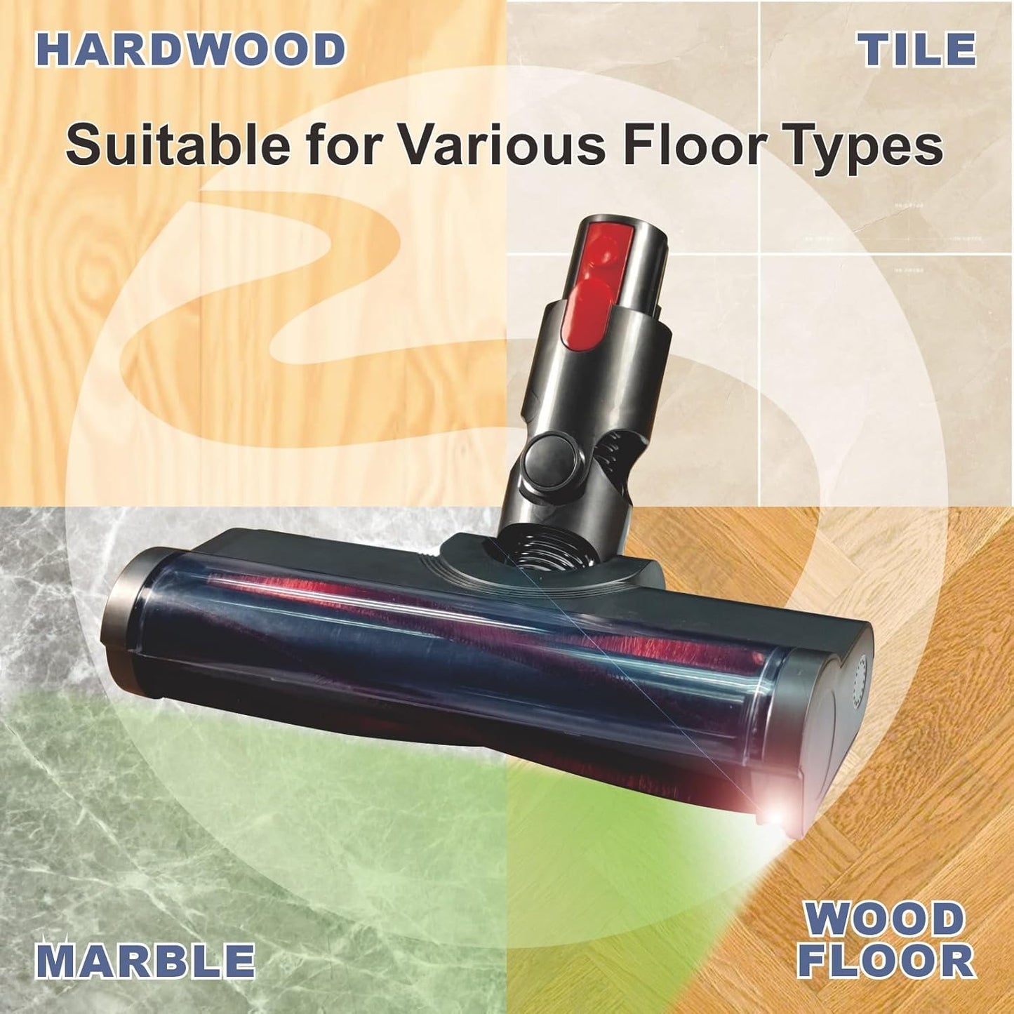 For Dyson V10 Slim / V12 Slim Vacuum Cleaner Floor Brush Head with Green LED Light