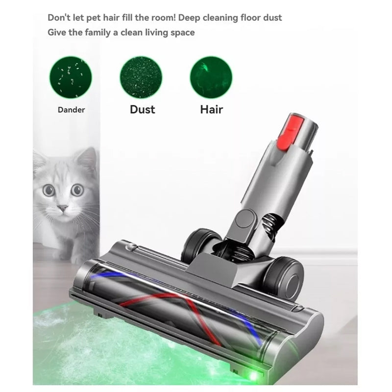 For Dyson V10 Slim / V12 Slim Vacuum Cleaner Lightweight Direct Drive Floor Brush Head with Dust Led Lights