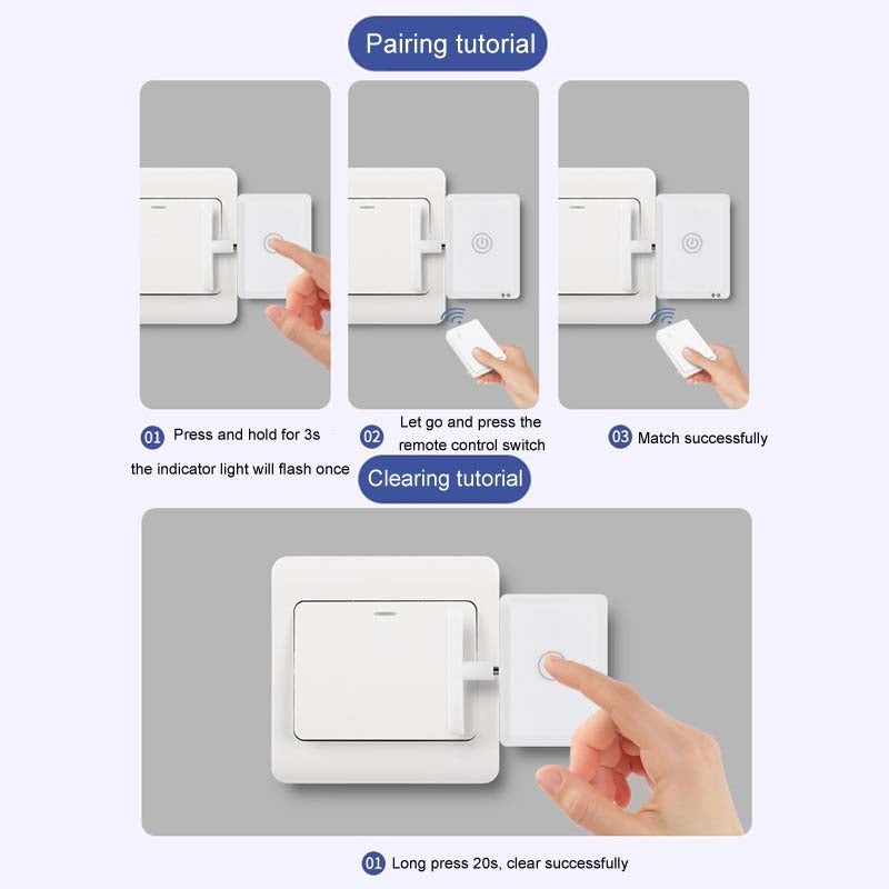 HanPai Intelligent Remote Control Home Use No Wiring Lazy Lights Off Tool(RF Model White)