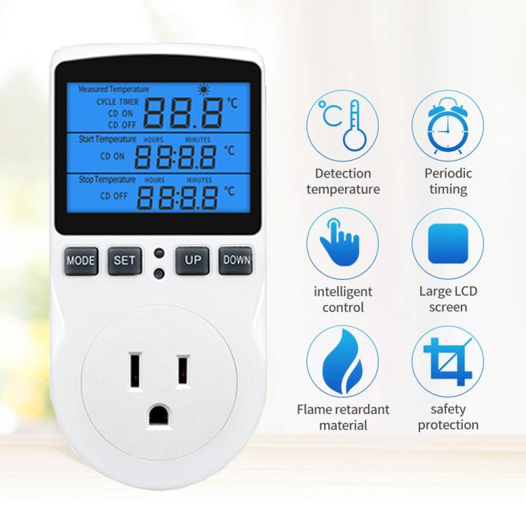 Backlight Smart Digital Thermostat Countdown Temperature Control Switch Socket Timing Temperature Controller US Plug