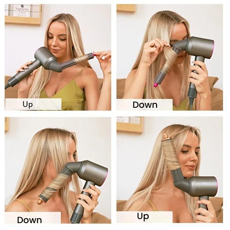 2 In 1 40mm For Dyson Hair Dryer 360 Degree Rotating Elbow Adapter And Hair Curling Barrel Set Rose Red